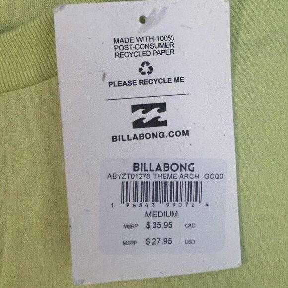 5 for $25đ„BillabongâLime GreenâShort Sleeve T-Shirt Medium- New With Tags - Picture 6 of 8